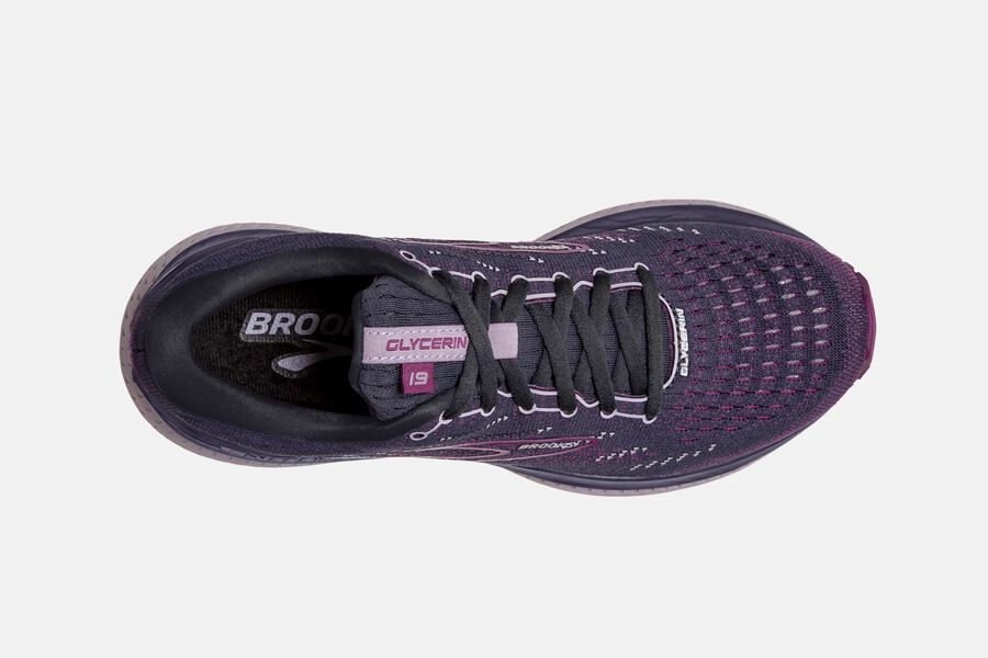 Brooks Glycerin 19 Road Running Shoes - Womens - Black/Purple - VQ3504268